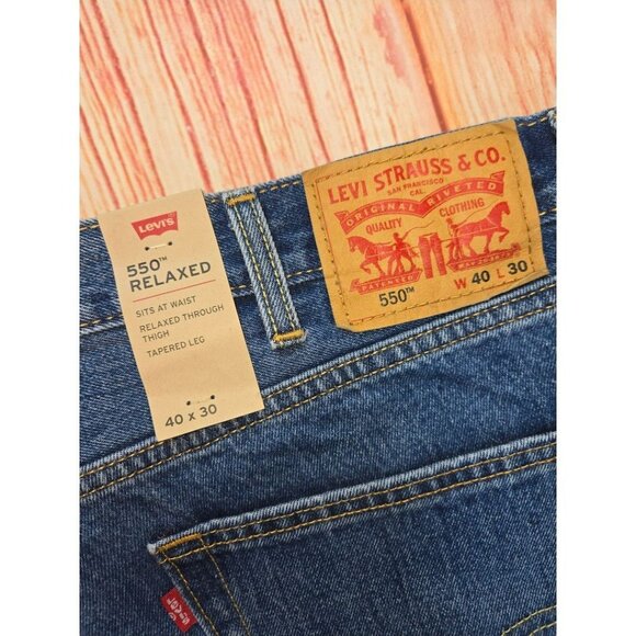 Levis Mens 550 Relaxed Fit Jeans 40x30 Tapered Leg Cotton Blue - Picture 4 of 10